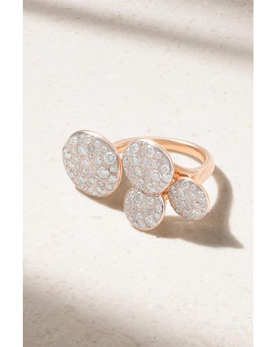 Pomellato Sabbia Ring Aus 18 Karat Roségold Mit Diamanten Und Rhodiumauflage - Natur