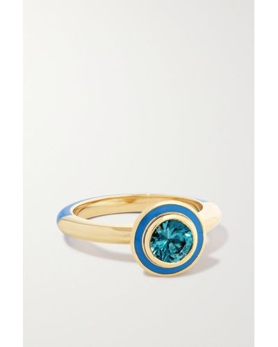 Alice Cicolini Candy Lacquer Ring Aus 14 Karat Gold Mit Zirkon Und Emaille - Blau