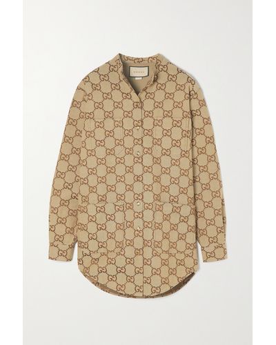 Gucci Cotton-blend Canvas-jacquard Shirt - Natural