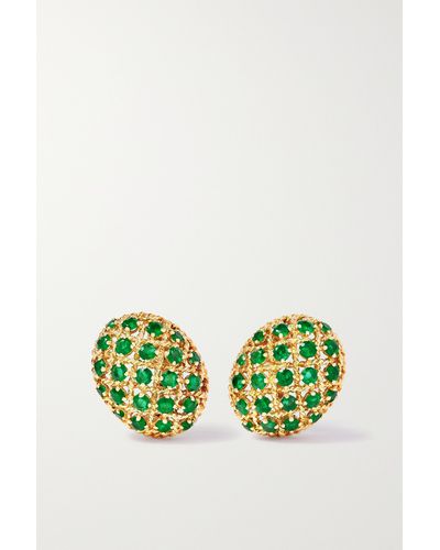 Fred Leighton + Cartier Paris 18-karat Gold Emerald Clip Earrings - Green
