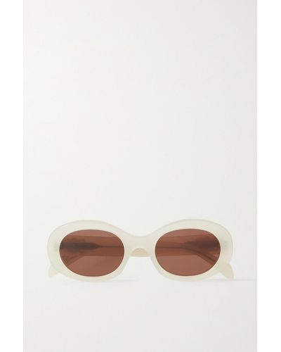 Celine Triomphe Oval-frame Acetate Sunglasses - White