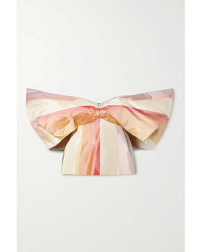 Rosie Assoulin Making Your Point Off-the-shoulder Striped Silk-taffeta Top - Pink