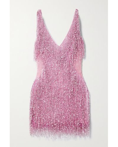 Naeem Khan Gatsby Embellished Tulle Mini Dress - Pink