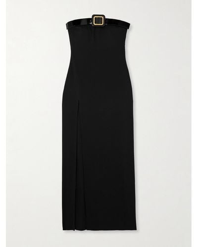 Tom Ford Strapless Patent Leather-trimmed Crepe Gown - Black
