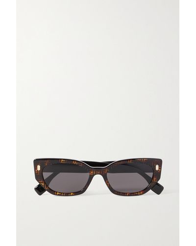 Fendi Fe40014u Brown Monogram Cat Eye Sunglasses in Black