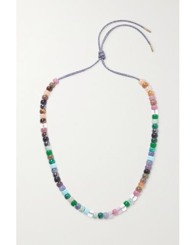 Carolina Bucci Forte Beads Moonbow 18-karat Gold And Lurex Multi-stone Necklace Kit - Blue