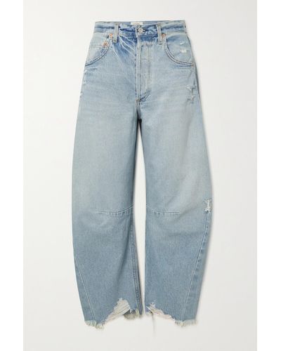 Citizens of Humanity Horseshoe Distressed High-rise Tapered Jeans - Blue