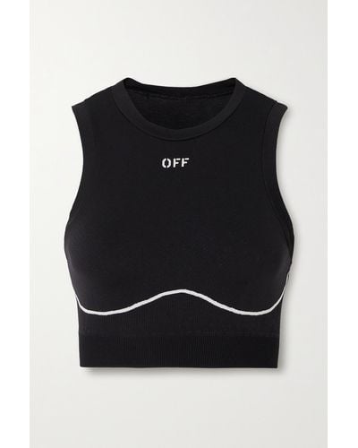 Off-White c/o Virgil Abloh Brassière De Sport En Tissu Stretch Côtelé Off Stamp - Noir