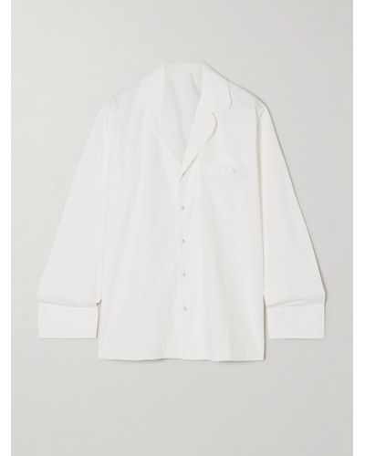 Skims Spa Cotton Sleep Top – Snow – Pyjama-hemd - Weiß