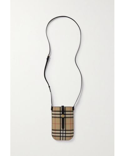 Burberry Leather-trimmed Checked Coated-canvas Phone Case - White
