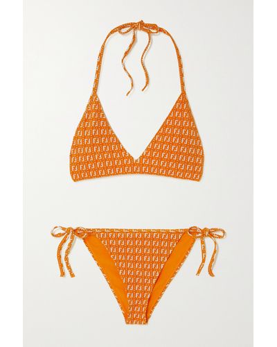 Fendi Stretch-jacquard Halterneck Bikini - Orange
