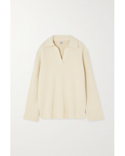 Totême + Net Sustain Oversized Ribbed Wool And Cashmere-blend Sweater - Natural
