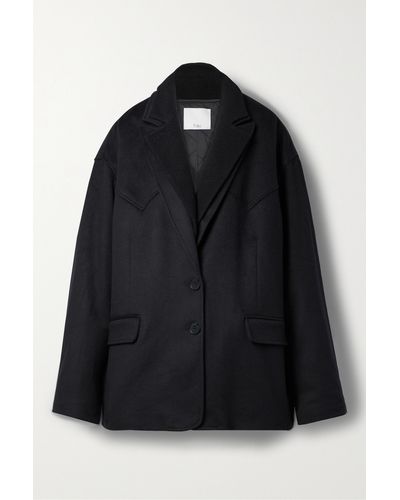 Tibi Liam Oversized Convertible Shell And Recycled Wool-blend Jacket - Black
