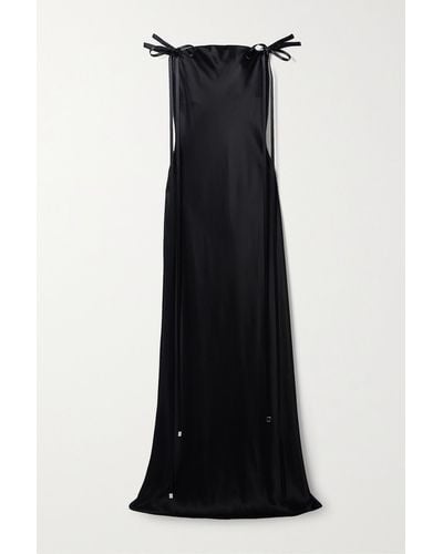Brandon Maxwell One-Shoulder High-Slit Crepe Gown, Black