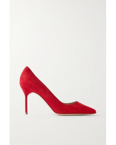 Manolo Blahnik Bb 90 Suede Court Shoes - Red