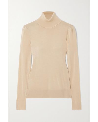 Chloé Rollkragenpullover Aus Wolle - Natur