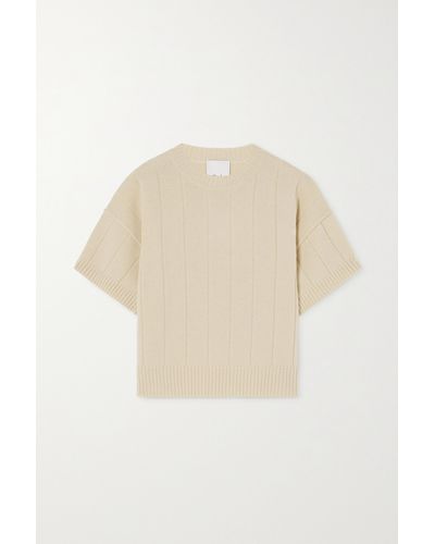 Allude Ribbed Wool And Cashmere-blend Jumper - Natural