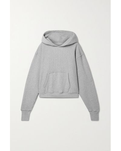 Les Tien Cara Cropped Cotton-jersey Hoodie - Grey