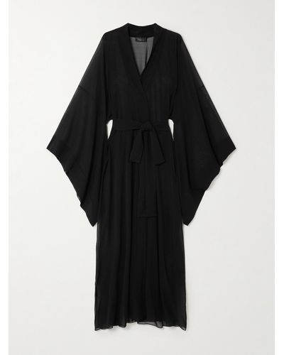 Rosamosario Vogue Silk-chiffon Robe - Black