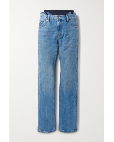 Alexander Wang Mehrlagige Tief Sitzende Jeans Mit Geradem Bein Und Stretch-jersey-besätzen - Blau