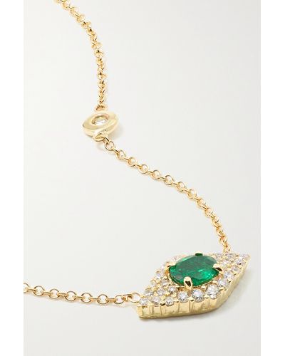 Jacquie Aiche 14-karat Gold, Emerald And Diamond Necklace - Green