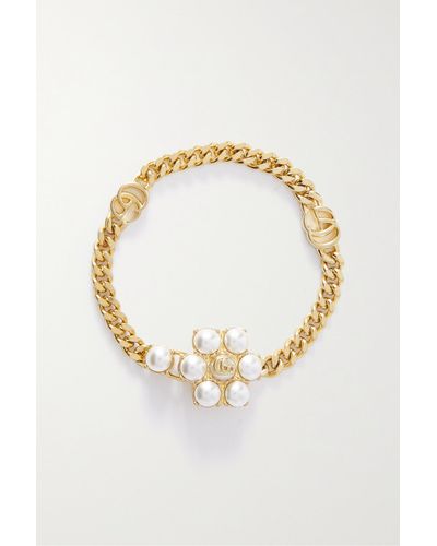 Gucci Bracelet double g avec perles - Métallisé