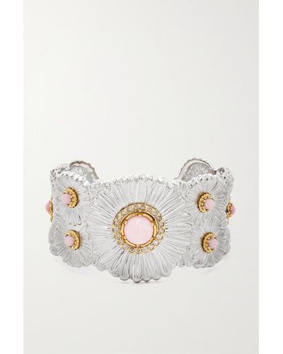 Buccellati Daisy Blossoms Sterling Silver, Gold-plated, Opal And Diamond Cuff - Metallic