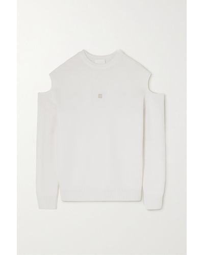 Givenchy Cold-shoulder Intarsia Wool And Cashmere-blend Jumper - White