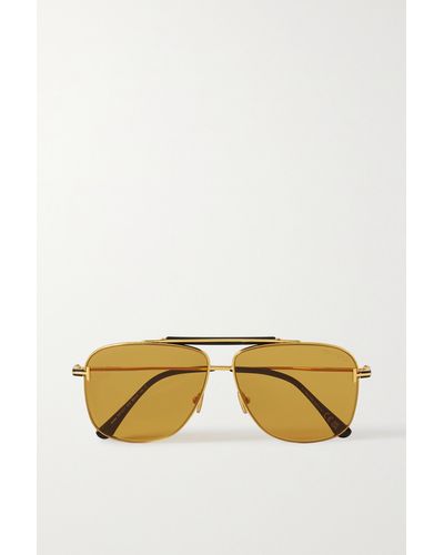 Tom Ford Jaden Aviator-style Gold-tone Sunglasses - Metallic