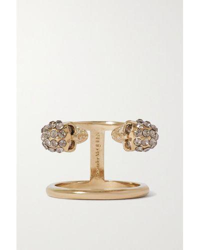 Alexander McQueen Goldfarbener Ring Mit Kristall - Natur