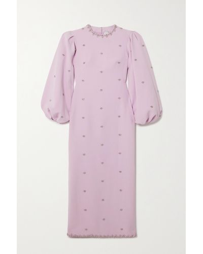 Huishan Zhang Joelle Crystal-embellished Recycled-crepe Maxi Dress - Pink