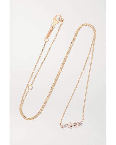 Suzanne Kalan 18-karat Rose Gold Diamond Necklace - Metallic