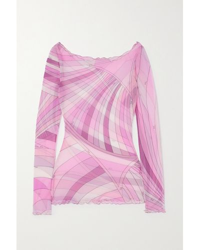 Emilio Pucci Printed Tulle Top - Pink