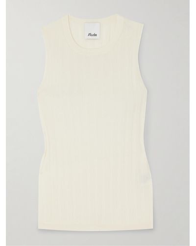 Allude Tanktop Aus Gerippter Wolle - Natur