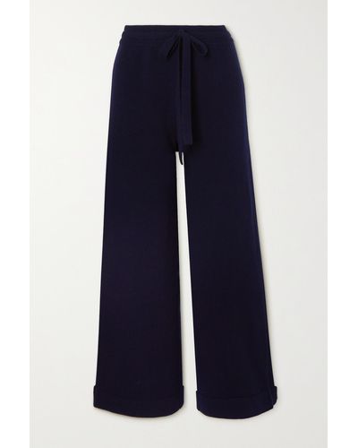 Eres Frederique Wool And Cashmere-blend Wide-leg Track Trousers - Blue