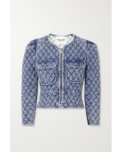 Étoile Isabel Marant Deliona Quilted Cotton-chambray Jacket - Blue