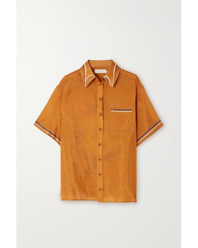 Zimmermann + Net Sustain Alight Hemd Aus Bedrucktem Bioseidensatin - Orange