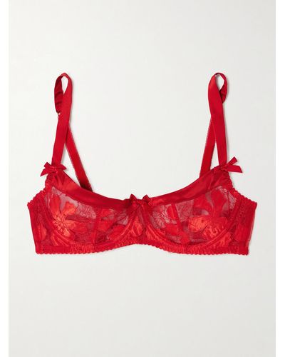 Agent Provocateur Ettah Balconette-bh Aus Tüll Und Satin Mit Stickereien - Rot