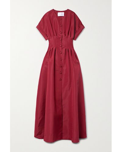 Carolina Herrera Pleated Silk-faille Gown - Red