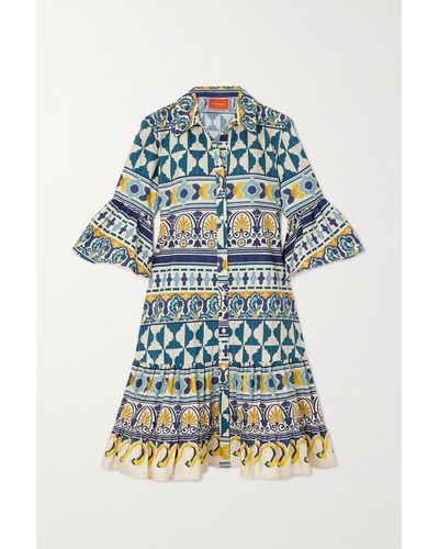 La DoubleJ Mini-robe En Popeline De Coton Imprimée Choux - Bleu