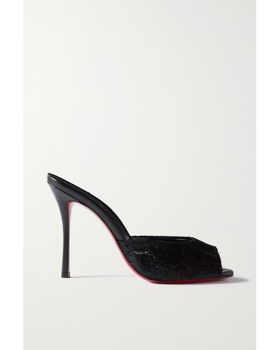 Christian Louboutin Me Dolly 100 Velvet And Leather Mules - Black