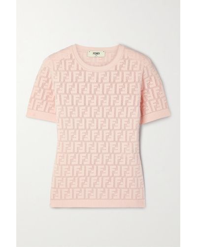 Fendi Pullover Aus Pointelle-strick - Pink