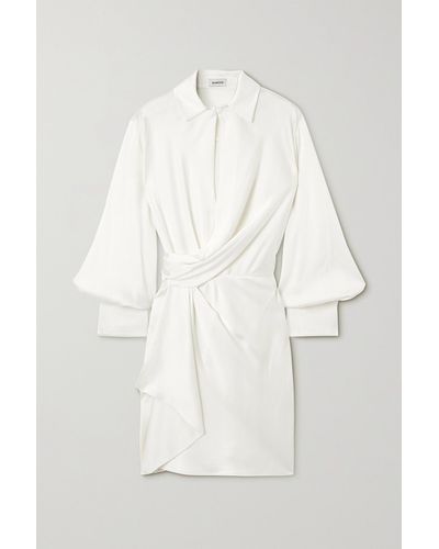 Jonathan Simkhai Talit Wrap-effect Draped Duchesse-satin Mini Dress - White