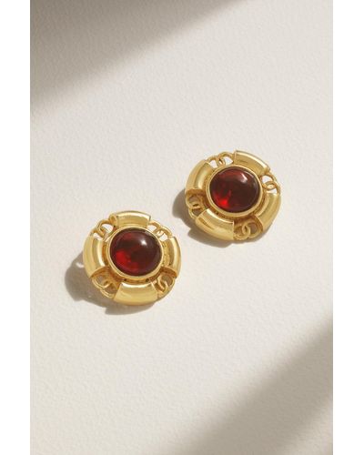 Chanel Gold-plated Glass Clip Earrings - Natural