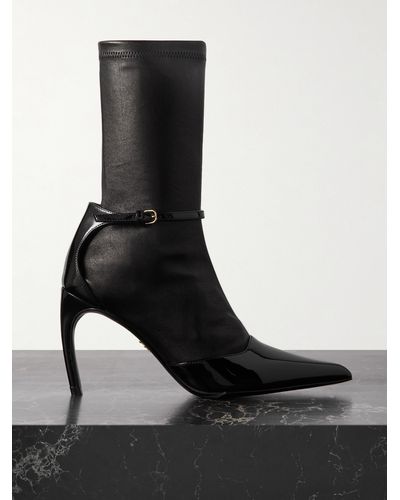 Ferragamo Britt Smooth And Patent-leather Ankle Boots - Black