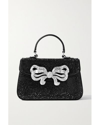 Judith Leiber Bow Crystal-embellished Leather Tote - Black