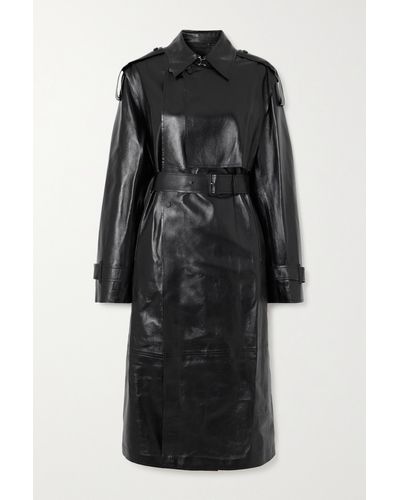 Mackage Adriana Double-breasted Belted Leather Trench Coat - Black