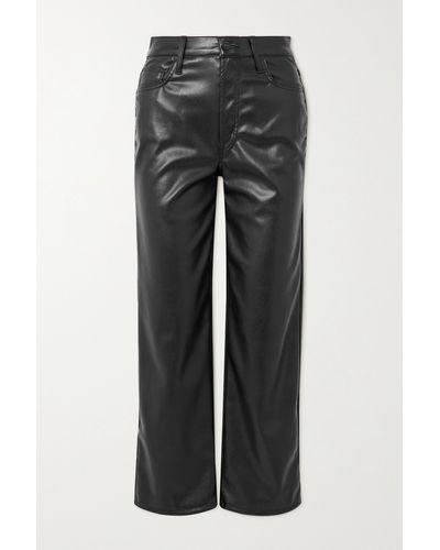 Mother + Net Sustain The Rambler Cropped Faux Leather Wide-leg Trousers - Black
