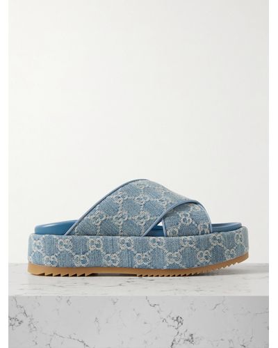 Gucci GG Platform Slide Sandal - Blue