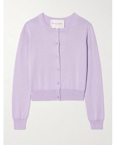 Carolina Herrera Silk And Cotton-blend Cardigan - Purple